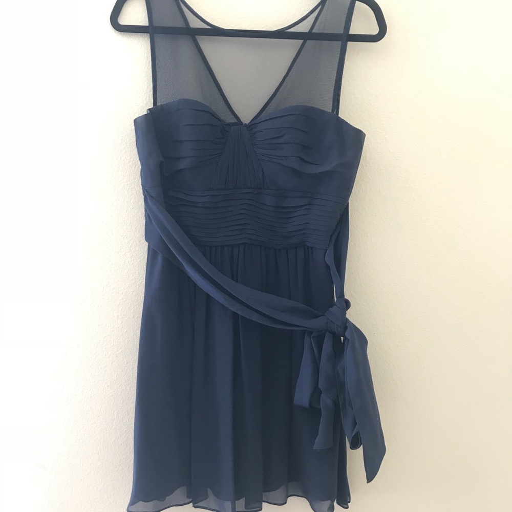 BCBG Maxazria Navy Chiffon Dress